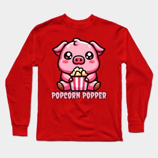 Popcorn pig for cinema lovers Long Sleeve T-Shirt